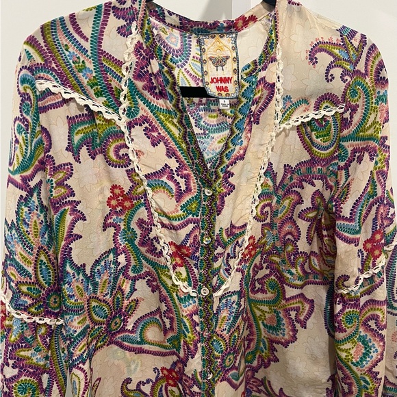 JOHNNY WAS Noellie Silk Shirt Size S - Picture 3 of 3